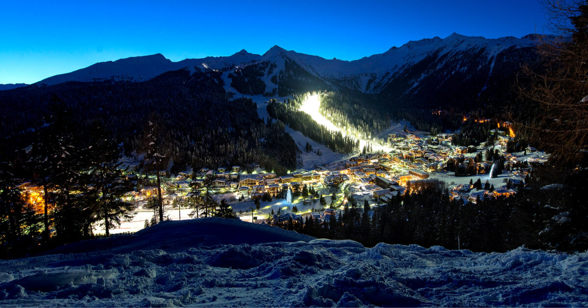 Sci notturno sulle Dolomiti